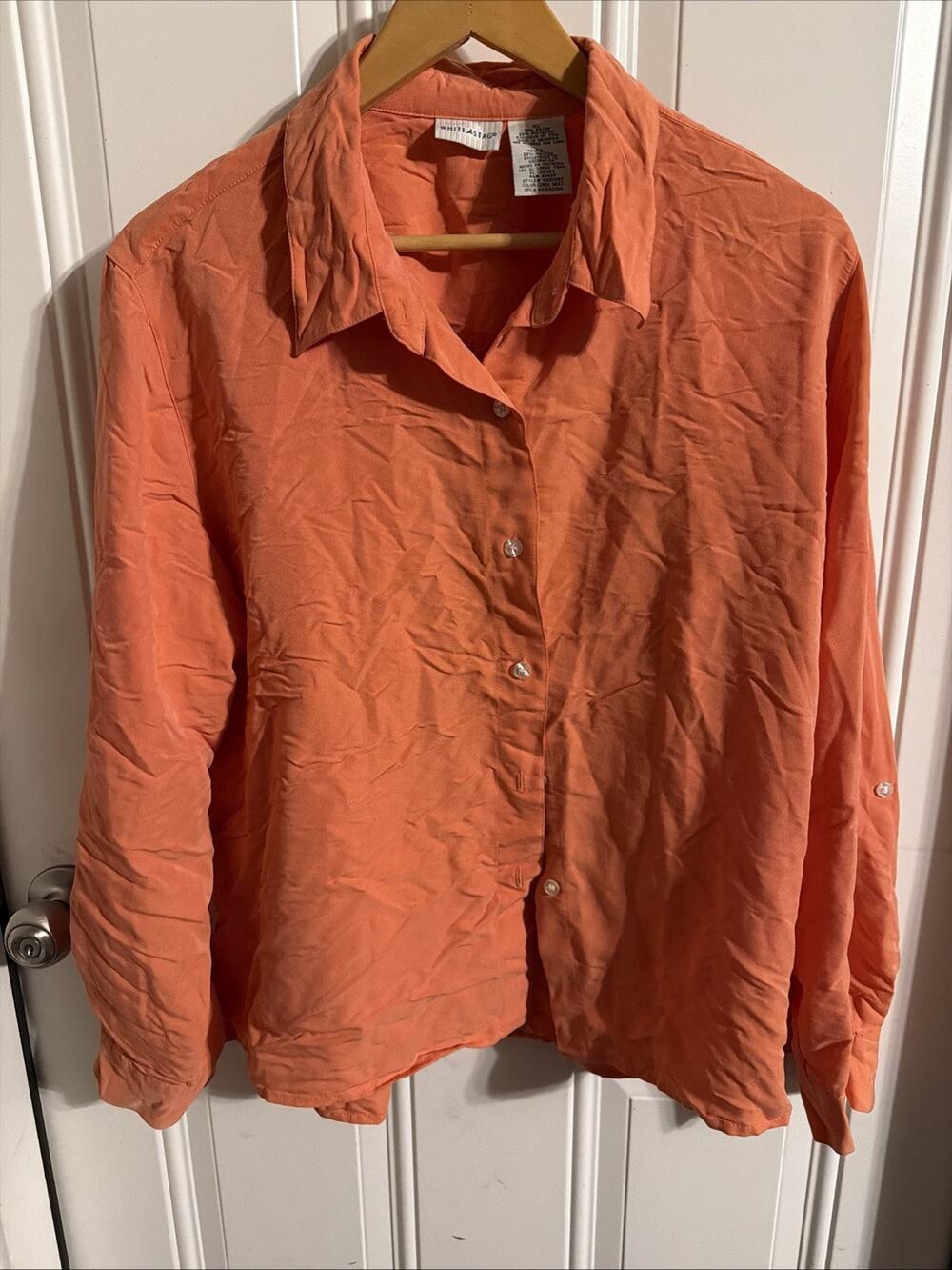 Women’s Size XL White Stag Top Dress Shirt Sleeve Button Pink Button Up Soft